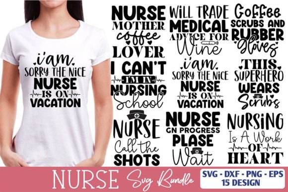 15 Nurse SVG Bundle for Graphics and T-Shirt Designs